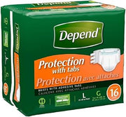 Depend Fitted Briefs, Size Large (35-49" Waist),Case of 64