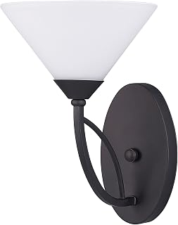 Canarm IVL293A01ORB Sawyer 1-Light Wall Mount with Flat Opal Glass Shades, Oil Rubbed Bronze