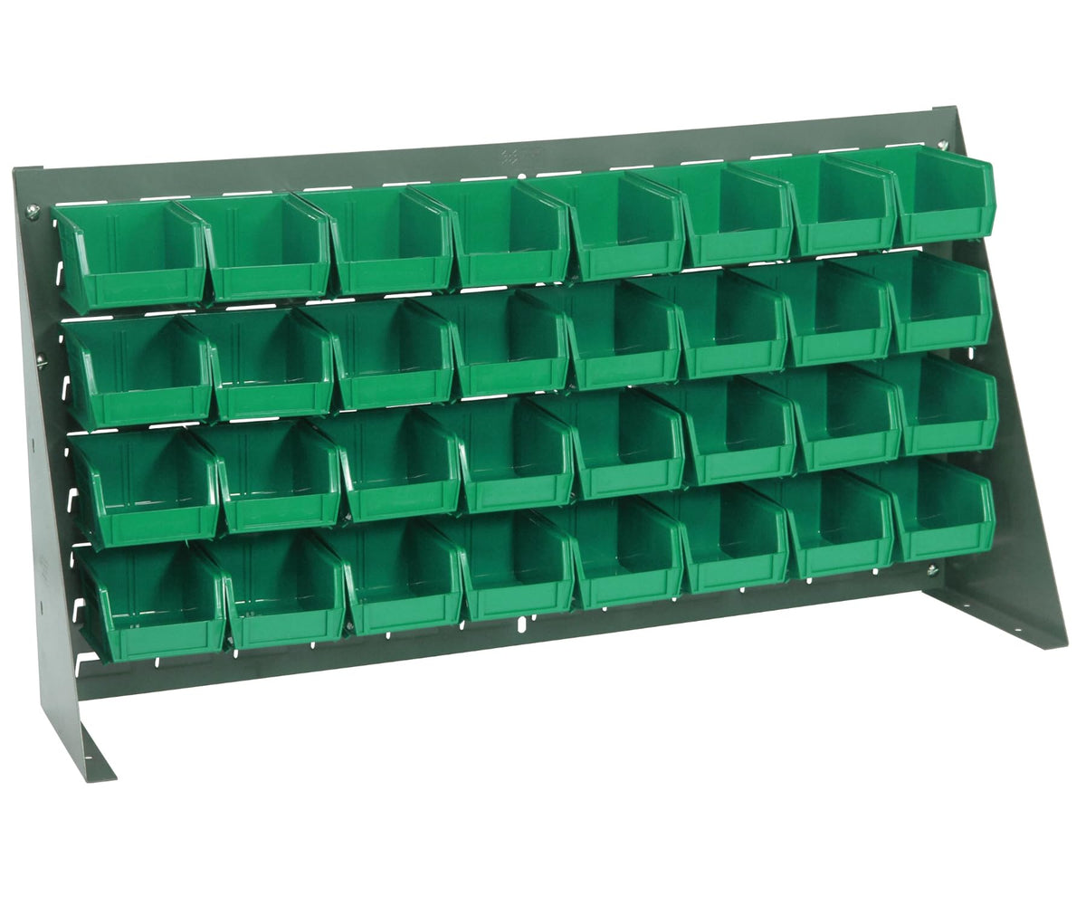 QUANTUM STORAGE SYSTEMS Green / 19" H x 36" W x 8" D / 6" L x 5" W x 3" H 32 Ultra Green Bins Open Storage Bins
