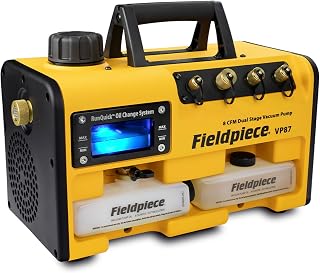 Fieldpiece VP87 Vacuum Pump – 8 CFM, ¾ HP DC Motor, RunQuick Oil Change System – Portable - Professional HVAC Tool - A2L Compatible