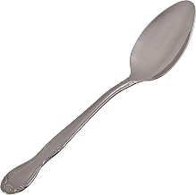 Winco 12-Piece Elegance Mirror Finish Dinner Spoon Set, 18-0 Stainless Steel | Dishwasher safe, Elegance pattern with floral embellishments, Heavyweight for durability, Great for Soups, Broth and Noodles
