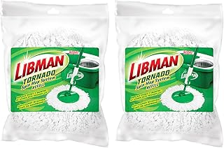 Libman Tornado Spin Mop Refill Microfiber Heads, 2 Pack