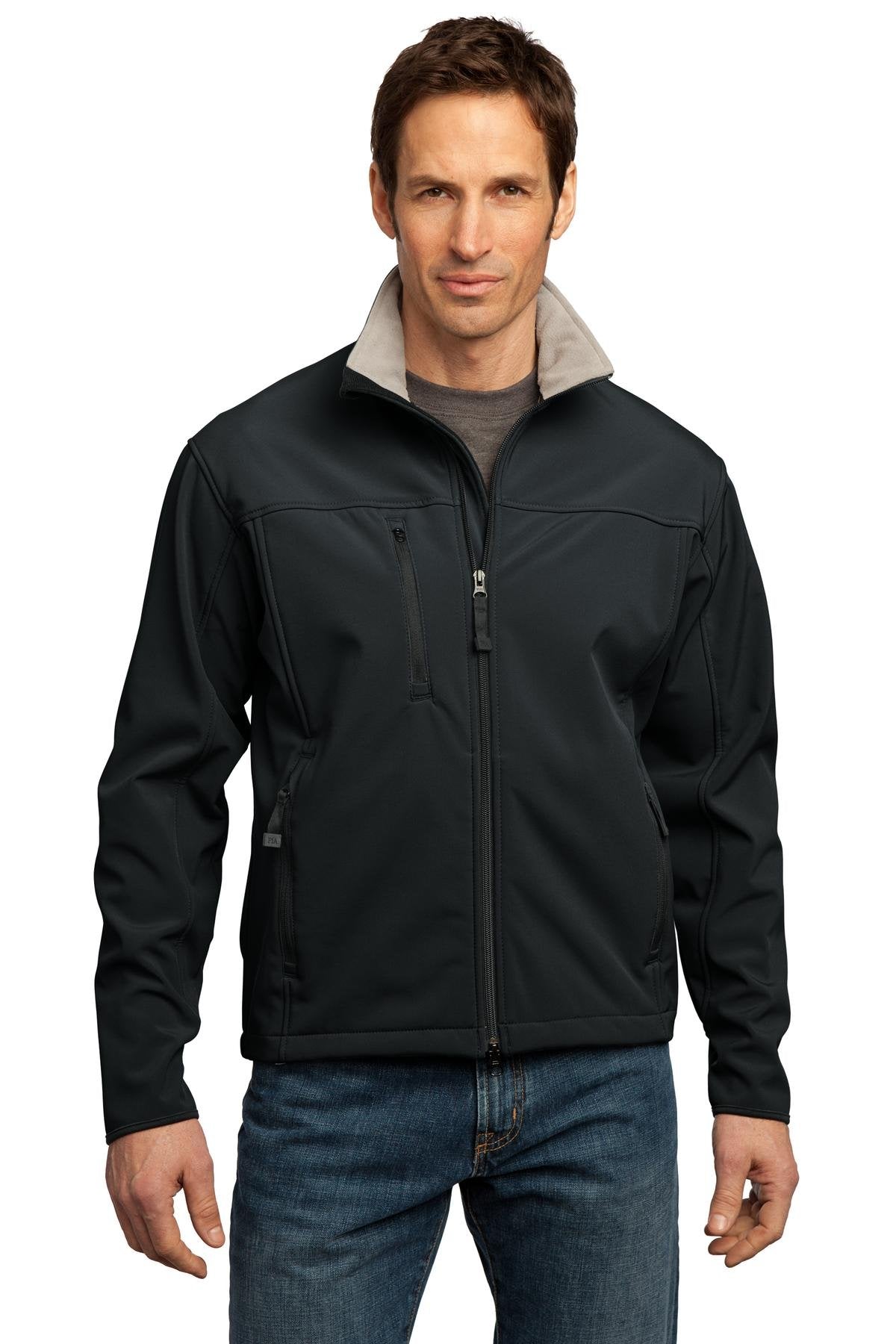 Tall Glacier Soft Shell Jacket Black/Chrome by Port Authority – 3X-Large Tall, 100 % Polyester,Polyester,Spandex, Black/ Chrome, Model TLJ790