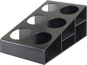 Winco Black Condiment Plastic Organizer, 6-Compartments | Dishwasher safe, BPA-free, 6 compartments, Condiment storage, Great for Sauces, Dressings, Condiments and Prep Stations
