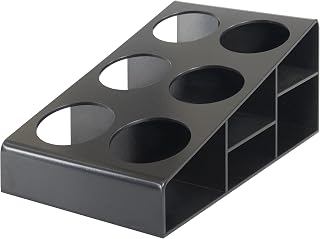 Winco Black Condiment Plastic Organizer, 6-Compartments | Dishwasher safe, BPA-free, 6 compartments, Condiment storage, Great for Sauces, Dressings, Condiments and Prep Stations