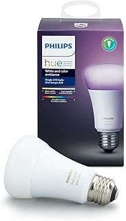 PHILIPS Hue Single Premium A19 Smart Bulb, 16 million colors, for most lamps & overhead lights (Hue Hub Required, Works with Alexa), Old Version