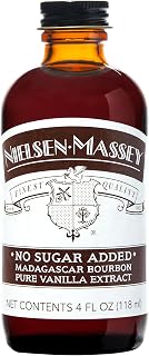Nielsen-Massey No Sugar Added Madagascar Bourbon Pure Vanilla Extract for Baking and Cooking, 4 Ounce Bottle