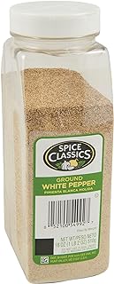 Spice Classics Ground White Pepper, 18 oz - One 18 Ounce Container of Ground White Pepper Powder for a Milder Pepper Flavor, Best in White Sauces, Mac and Cheese, Scallops and More