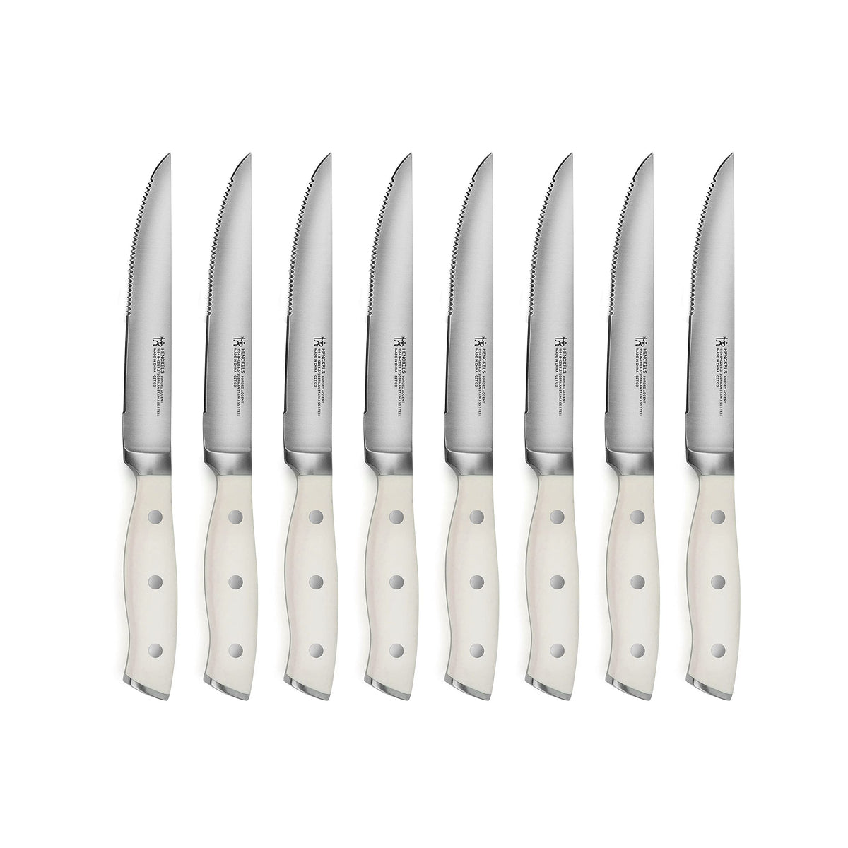 20 Piece Self Sharpening Knife Block Set - Off-White Handles by HENCKELS – Stainless Steel, Off-White Handles, Pack of 20, Model Forged Accent