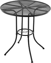 Interion 36" Round Outdoor Counter Height Table, Steel Mesh, Black