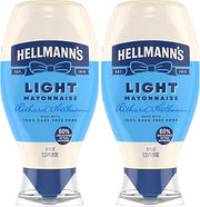 HELLMANN'S Light Mayonnaise Light Mayo Squeeze Bottle For a Creamy Condiment for Sandwiches and Simple Meals Made With 100% Cage-Free Eggs 20 oz (Pack of 2)