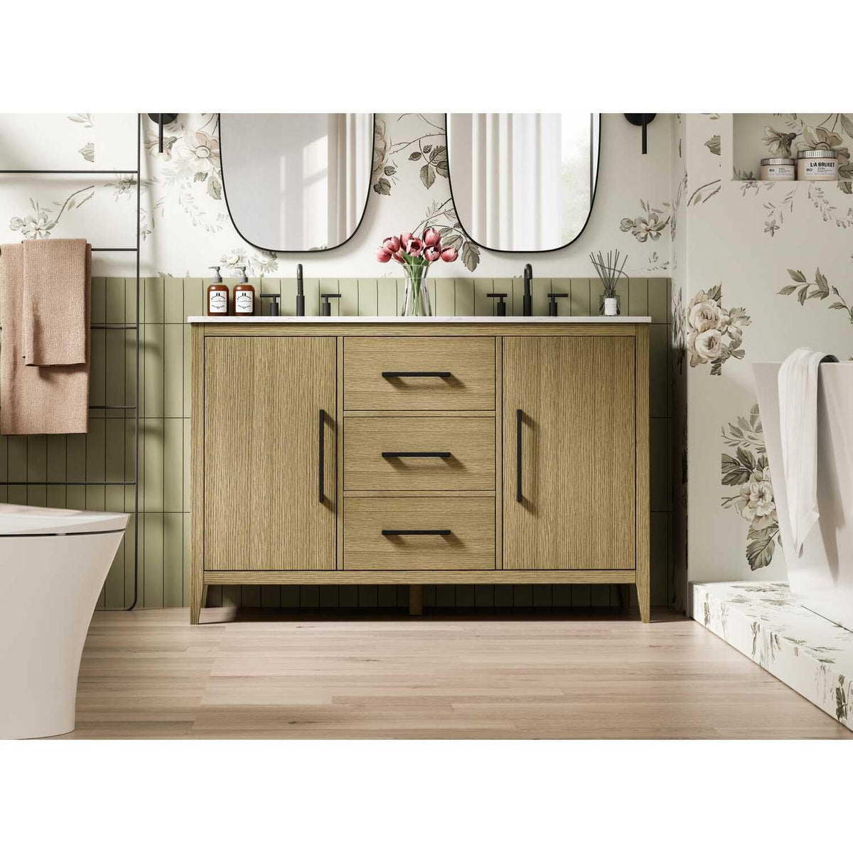 Honey Brown Millie Bathroom Vanity by by Elegant Lighting – Solid wood and MDF, Honey Brown, Model VF29354DMHB