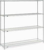 Nexelate Wire Shelving Starter Unit, Silver Epoxy, 72"W X 18"D X 74"H