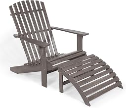JONATHAN Y Saranac 37" Slatted Acacia Wood Adirondack Chair, Gray Wash