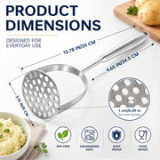 Newness Focus on Stainless Steel Potato Masher, One Piece Design, Silver