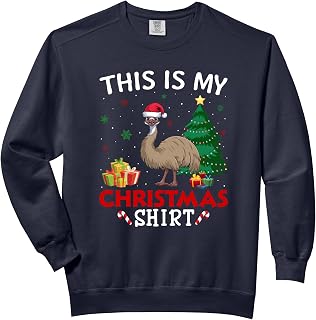 This is My Emu Santa Hat Christmas Pajama Comfort Colors Adult Sweatshirt