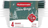 Rubbermaid 4-Pack TakeAlongs Clear Plastic Food Storage and Organization Container with Lid for Leftovers and Meal Prep, 2.9 Cup Capacity, Green