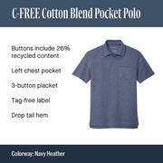 Unisex Recycled Cotton Blend Pique Polo Navy Heather by Port Authority – Large, Polyester, Navy Heather, Model K868