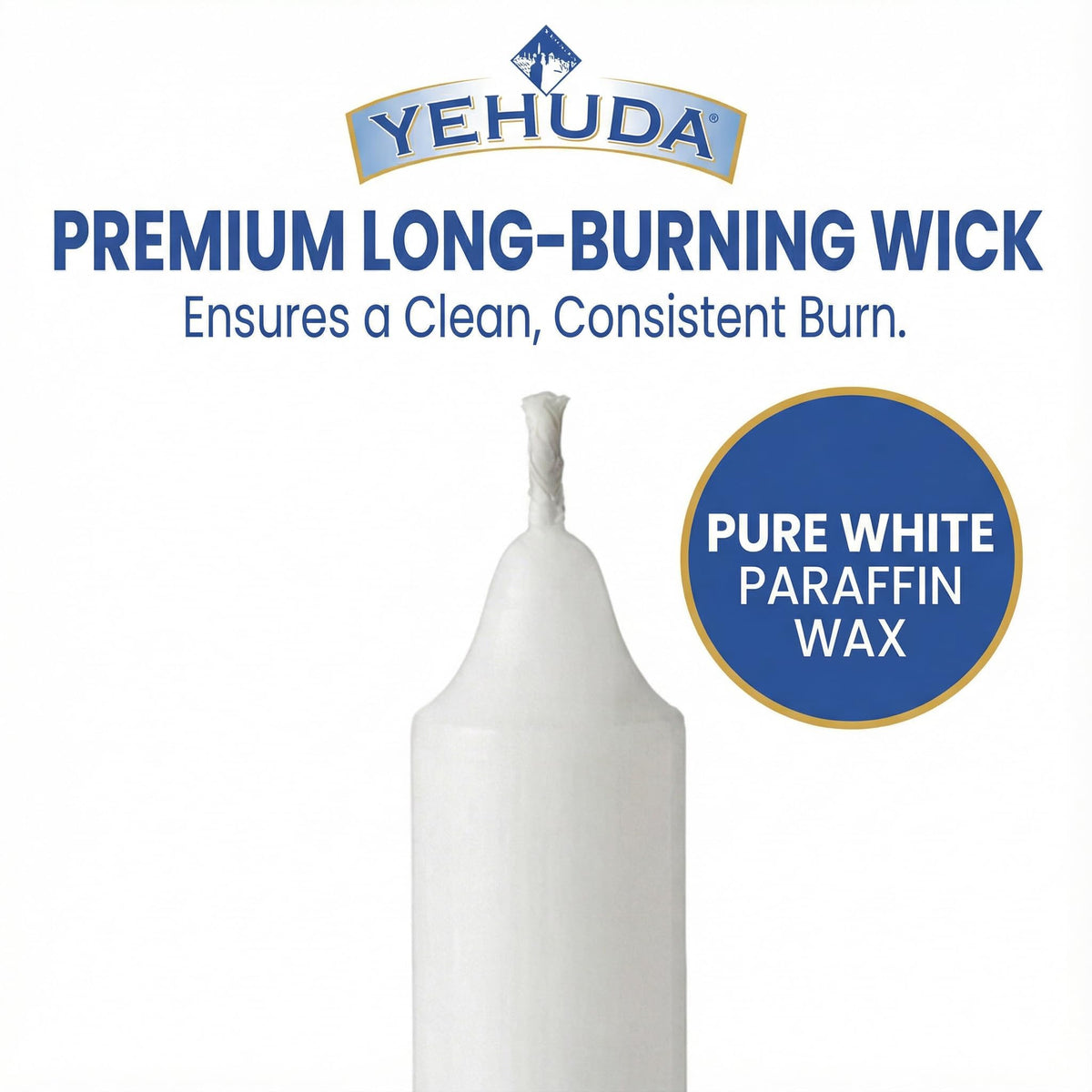 Yehuda Shabbos Candles, 3 Hour Burn, White, 144 Count