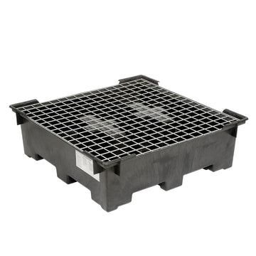 Spill Containment Sump with Wire Deck by Global Industrial – 50.5"L x 50.5"W x 15.88"H, Polyethylene, Black, Model 298441