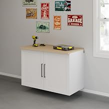 Sauder GarageCore Bundled Cabinet with MDF Top & Doors, White Finish
