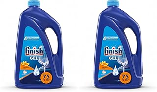 Finish Gel Liquid Dishwasher Detergent, Advanced Deep Cleaning Power Dish Soap, Fights Tough Stains, Dishwasher Soap, Septic Safe & Plastic-Free Dish Detergent, Orange Scent, 75oz (Pack of 2)