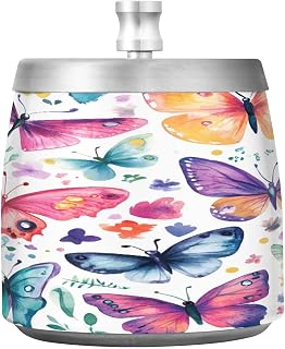 Colorful Butterflies Splash Ashtray with Lid, Outdoor Ashtrays for Patio
