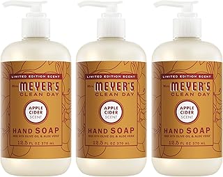 Mrs. MEYER'S CLEAN DAY Hand Soap, Apple Cider Scent, 12.5 Fl Oz Bottle - 3 Pack | Moisturizing Liquid Hand Soap, Softens and Cleans Hands, Cruelty Free, Made with Essential Oils, Olive Oil, and Aloe Vera