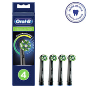 Replacement Toothbrush Head Cross Action Black by Oral-B – 4 Count (Pack of 1), Nylon, Black Colour, Model 4210201355724