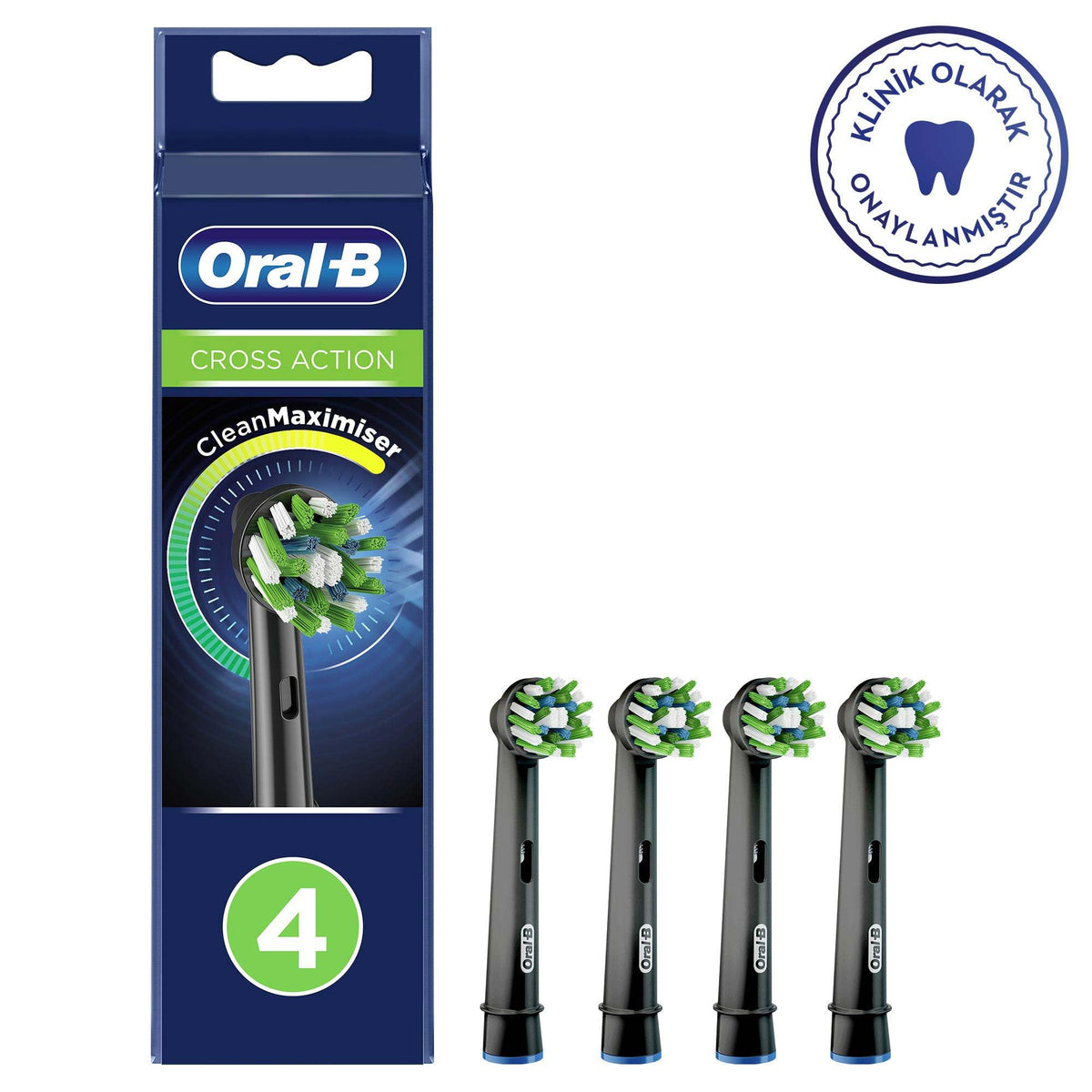Oral-B Black Colour / 4 Count (Pack of 1) / Cross Action Pack of 4 Toothbrush Replacement Heads