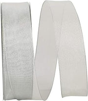 Reliant Ribbon 60235W-070-09K Mesh Metallic 2 Wired Edge Ribbon, 1-1/2 Inch X 50 Yards, Silver