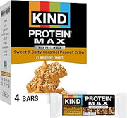 KIND Protein MAX Bars, Sweet & Salty Caramel Peanut Crisp, Gluten Free, Low Sugar, High Fiber Snacks, 20g Protein, 4 Count