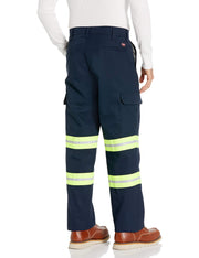 Men's Enhanced Visibility Industrial Cargo Pant by Red Kap – Polyester, Navy Fluorescent Yellow Trim, Model PT88EN 36 32