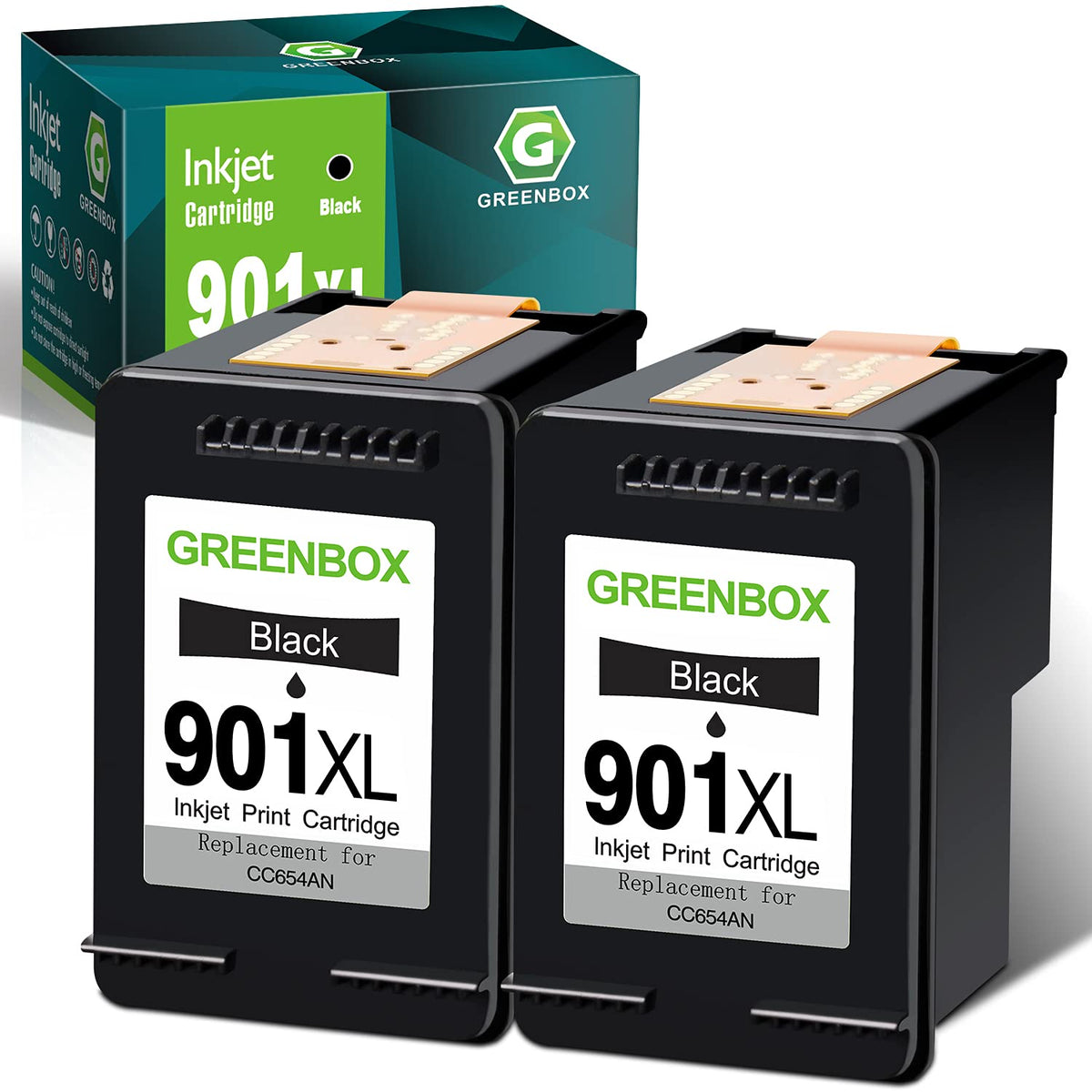 901XL 901 Ink Cartridges for Officejet 4500 J4680 Printer by GREENBOX – HP 901XL, Black, Pack of 2, Model HP Officejet 4500