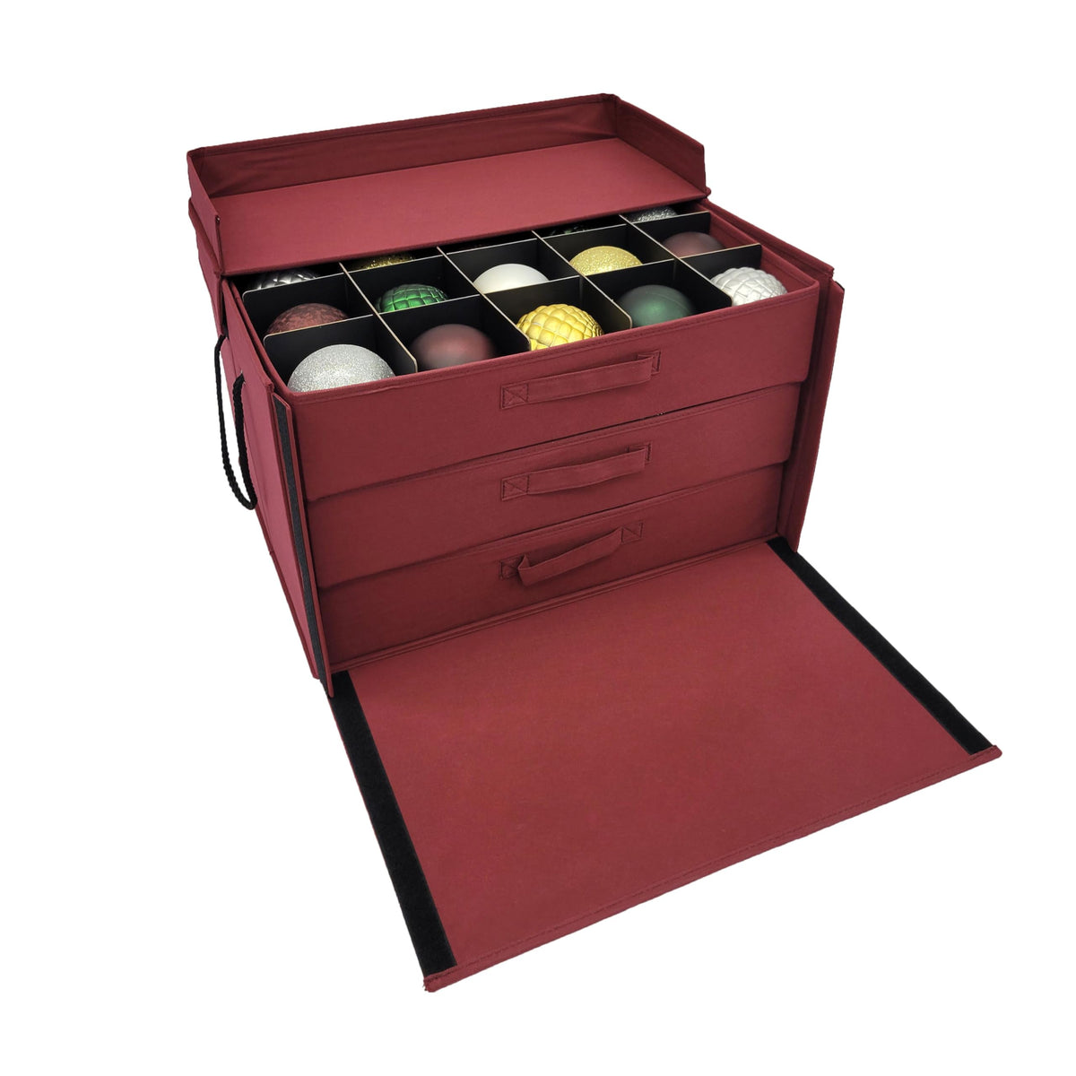 612 Vermont Ornament Storage Box, Holds 60 Ornaments of 4 Inches, Burgundy