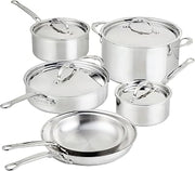 Hestan ProBond Luxe 10-Piece Cookware Set, Professional Clad Stainless Steel, ProCore Tri-Ply Clad Construction, Polished Exterior, Induction & Oven Safe