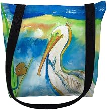 Betsydrake TY138G 18 x 18 in. White Pelican Tote Bag - Large