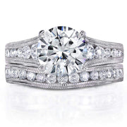 Moissanite & Channel Bridal Ring Set 14k White Gold by Kobelli – 11, White Gold, White, Model MZ61932R-ED