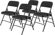 National Public Seating 2310 Fabric Padded Triple Brace Steel Folding Chair, Black (Pack of 4)
