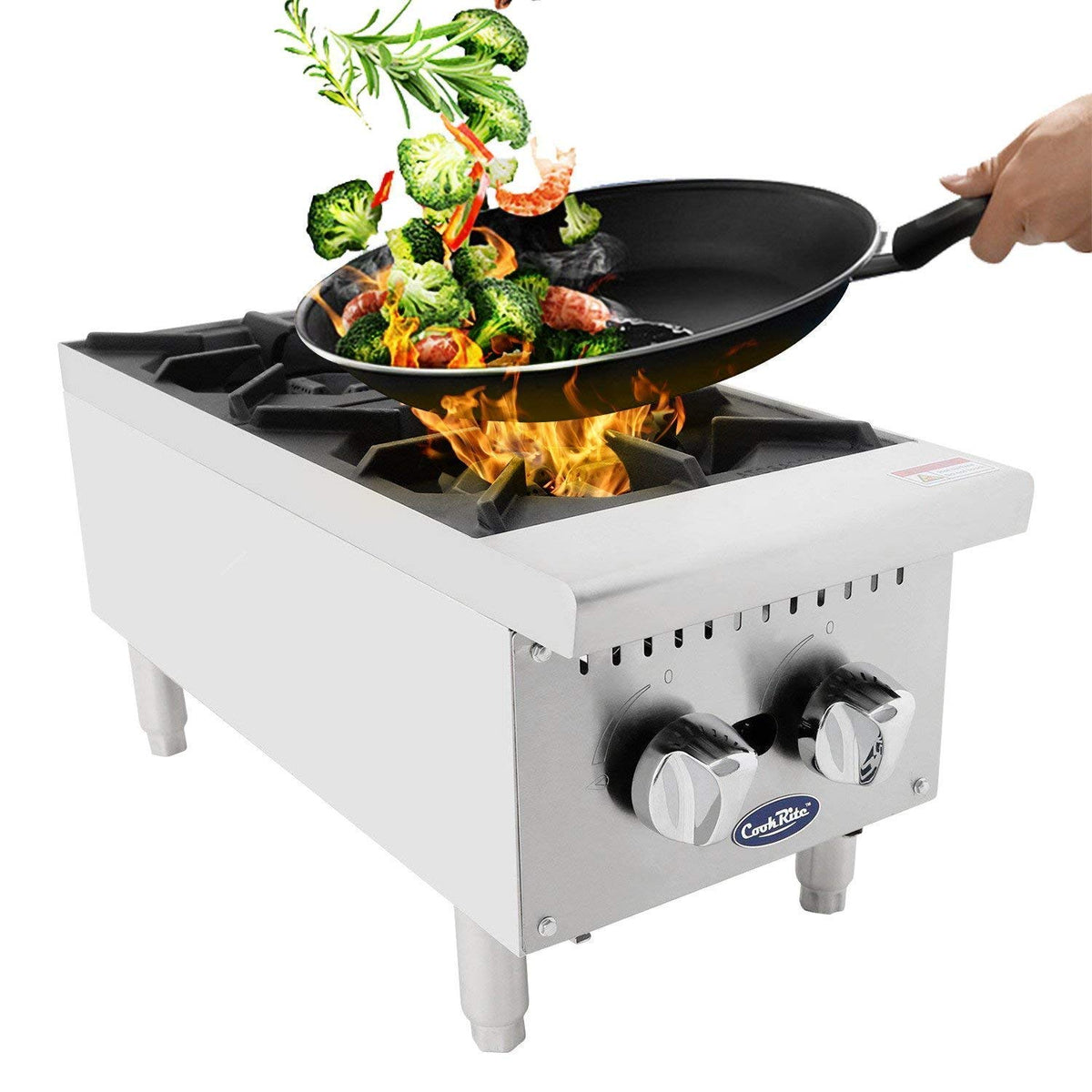 Atosa CookRite ACHP-2 12" Heavy Duty Vertical Countertop Gas Hot Plate Stock Pot Range for Hotel Food Truck Caterer | 12"W x 27 3/5"D x 13.5"H by Atosa USA – Model ACHP-2-NG