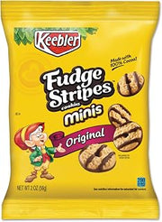 Keebler 21771 Mini Cookies, Fudge Stripes, 2oz Snack Pack, 8/Box