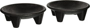 Winco 12 oz Black Plastic Molcajete Salsa Plate Set, 2pcs (Set of 2)