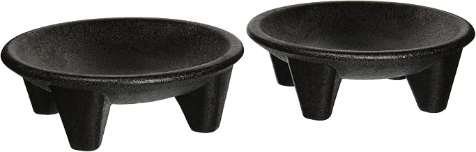 Winco 12 oz Black Plastic Molcajete Salsa Plate Set, 2pcs (Set of 2)