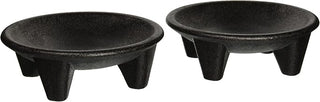 Winco 12 oz Black Plastic Molcajete Salsa Plate Set, 2pcs (Set of 2)