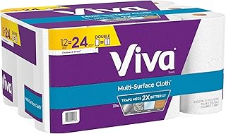 Viva Multi-Surface 2-Ply Cloth Towel Rolls, 11" x 5-15/16", White, 110 Sheets Per Roll, Pack of 12 Rolls
