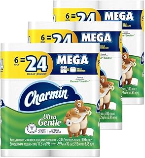 Charmin Ultra Gentle Toilet Paper 6 Mega Rolls, IHCaYb (Pack of 12), Packaging May Vary