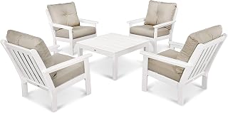 Polywood Vineyard 5-Piece Deep Seating Conversation Set in White/Cast Ash