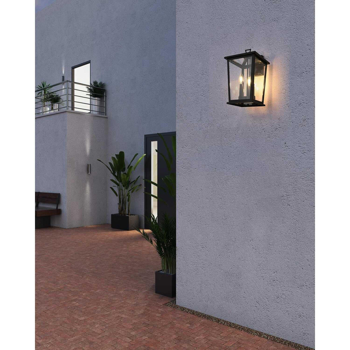 Cayman Three Light Outdoor Wall Sconce Black by Lighting Design – Iron, Black, Model OD332W16BK