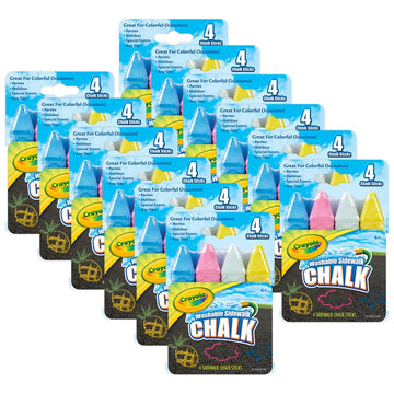 Sidewalk Chalk 4/Pkg by Crayola – 4 Count (Pack of 1), Chalk, multicolored, Model 514104