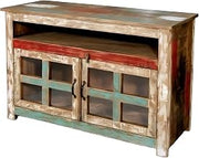 Starlight Canyon Home Solid Wood TV Stand with Glass Doors and Storage, Entertainment Center Media Console TV Cabinet for Living Room, Multi-Color